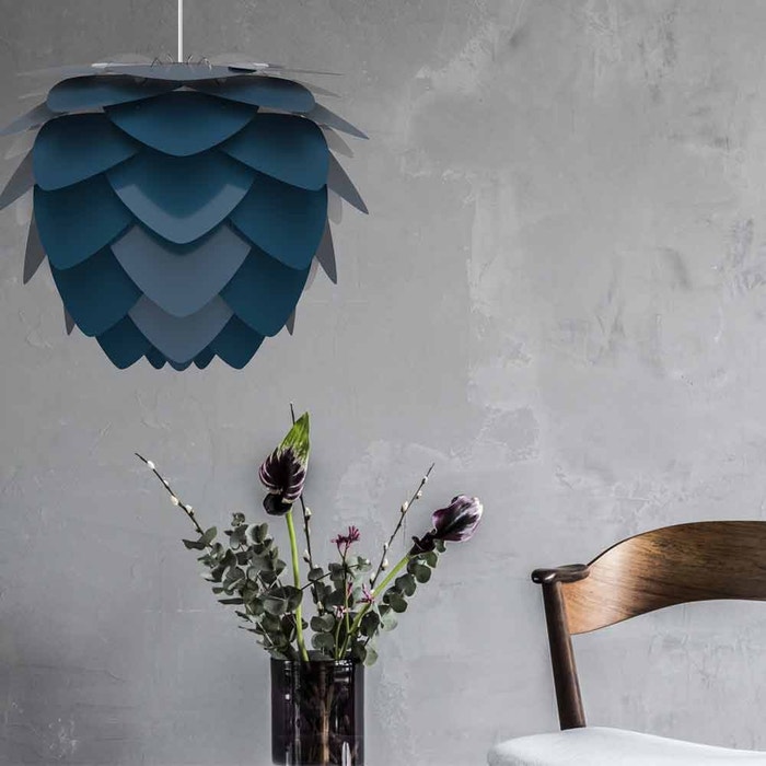 Aluvia Medium hanglamp petrol blue - met koordset wit - Ø 59 cm - blauwe - kunststof