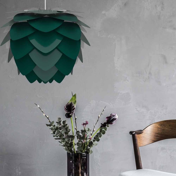 Aluvia Medium hanglamp forest green - met koordset zwart - Ø 59 cm - groen - kunststof
