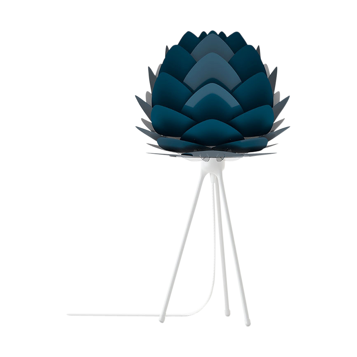 Aluvia Mini tafellamp petrol blue - met tripod wit - Ø 40 cm
