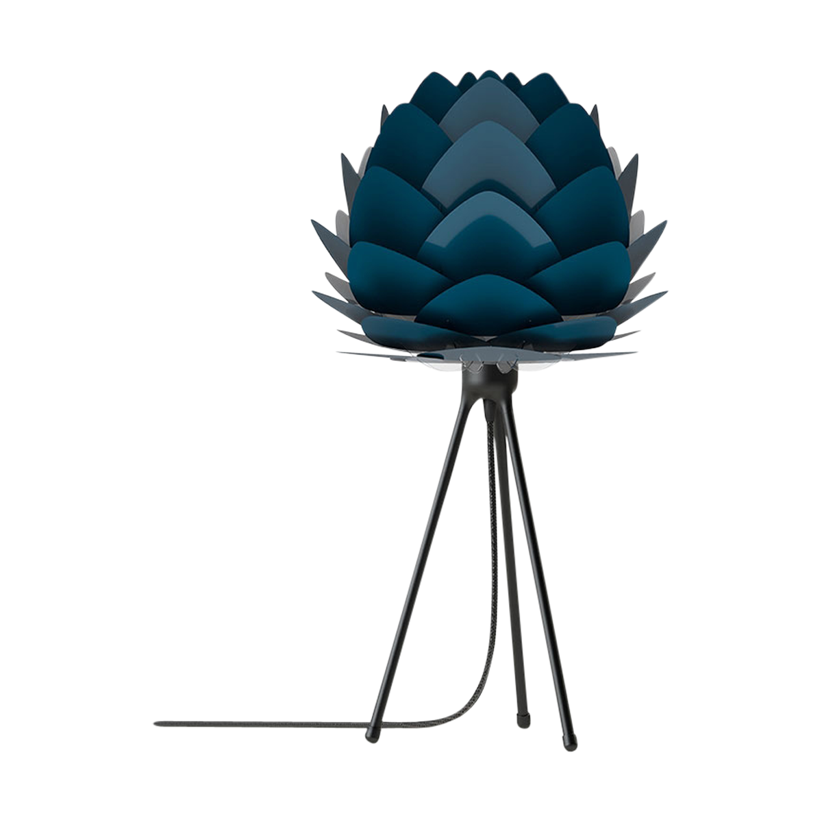 Aluvia Mini tafellamp petrol blue - met tripod zwart - Ø 40 cm