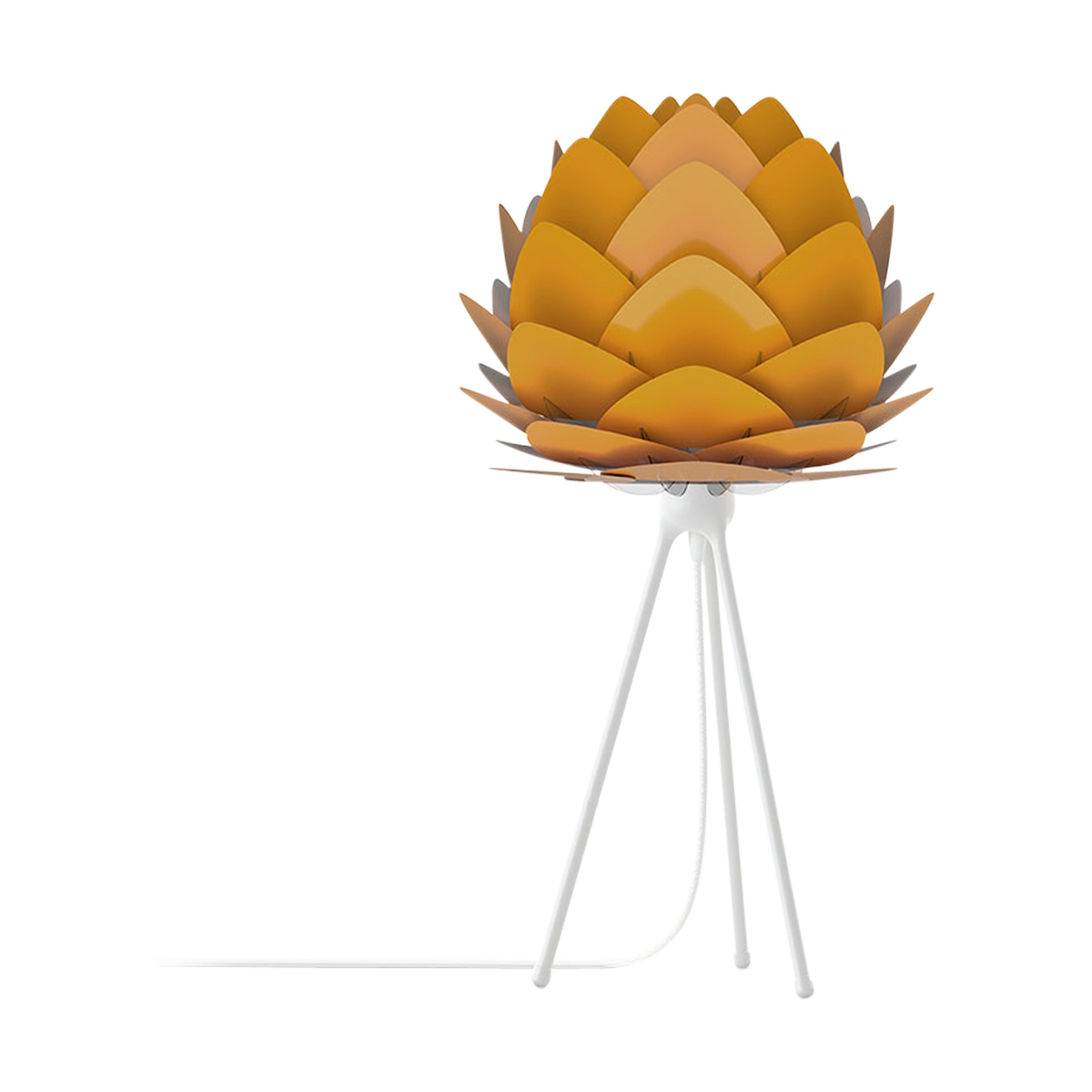 Aluvia Mini tafellamp saffron yellow - met tripod wit - Ø 40 cm