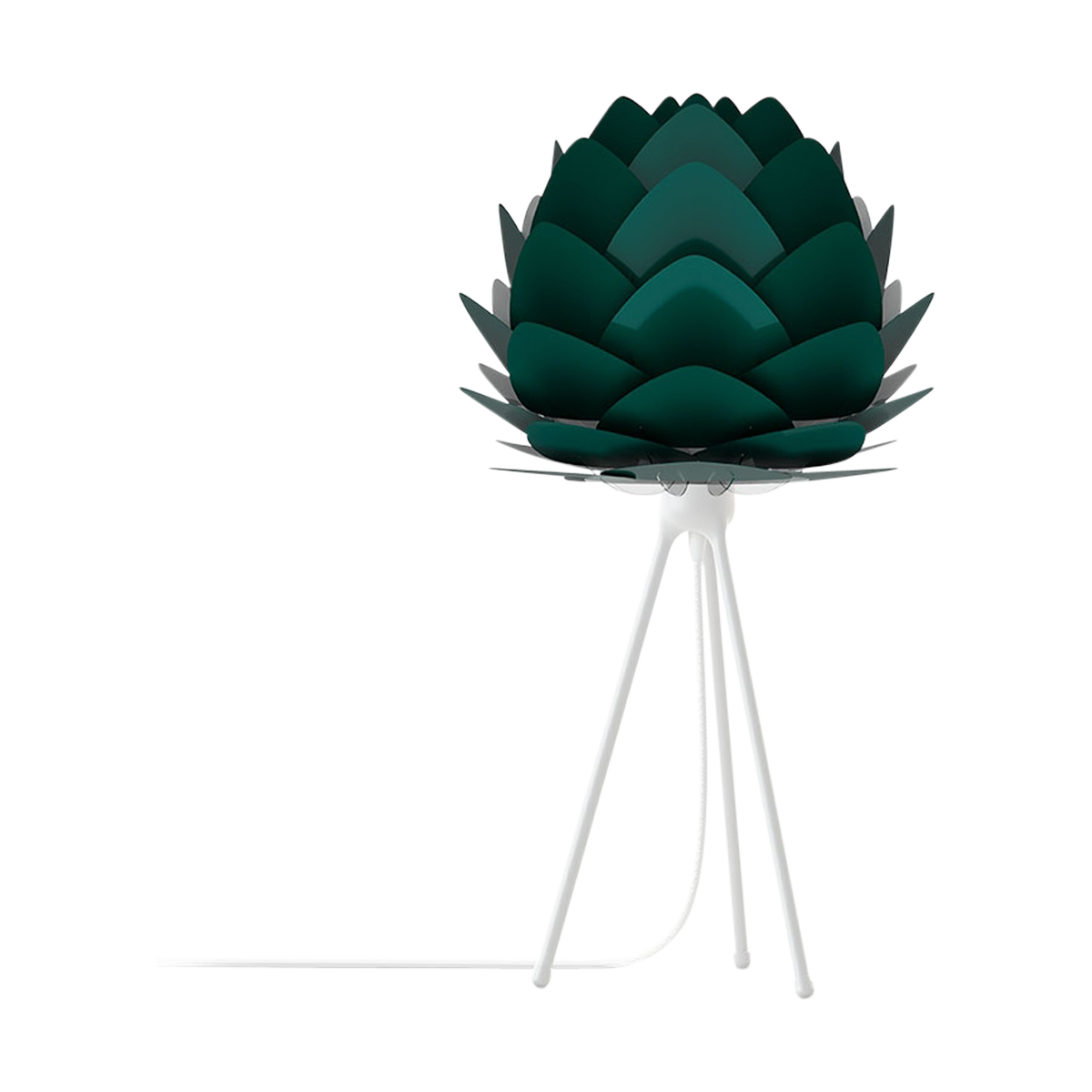 Aluvia Mini tafellamp forest green - met tripod wit - Ø 40 cm