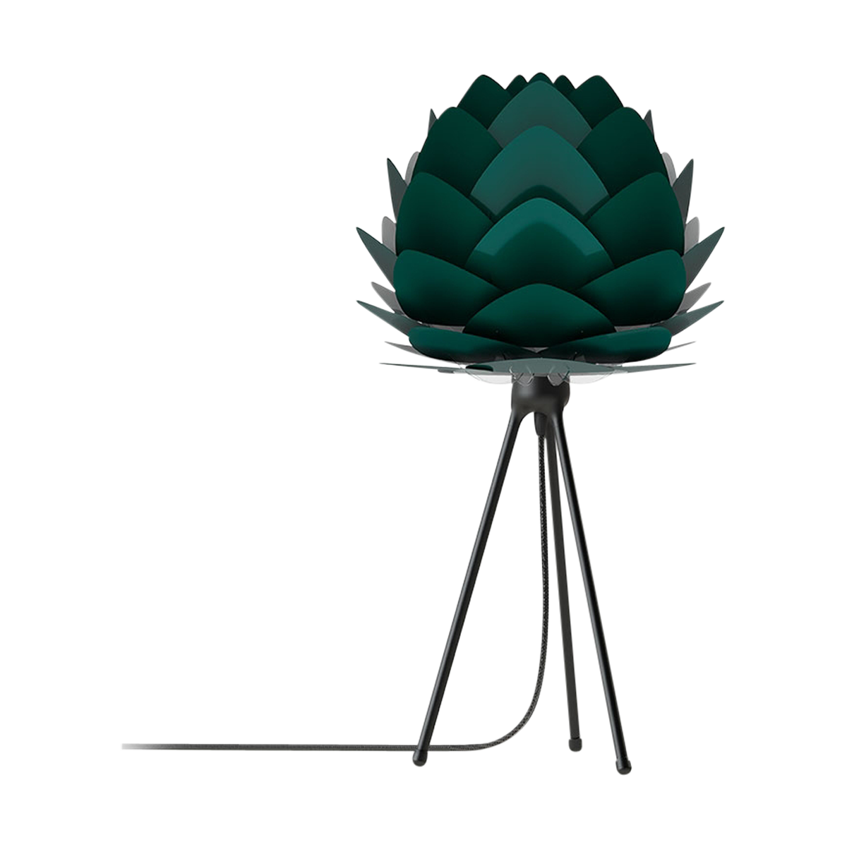 Aluvia Mini tafellamp forest green - met tripod zwart - Ø 40 cm