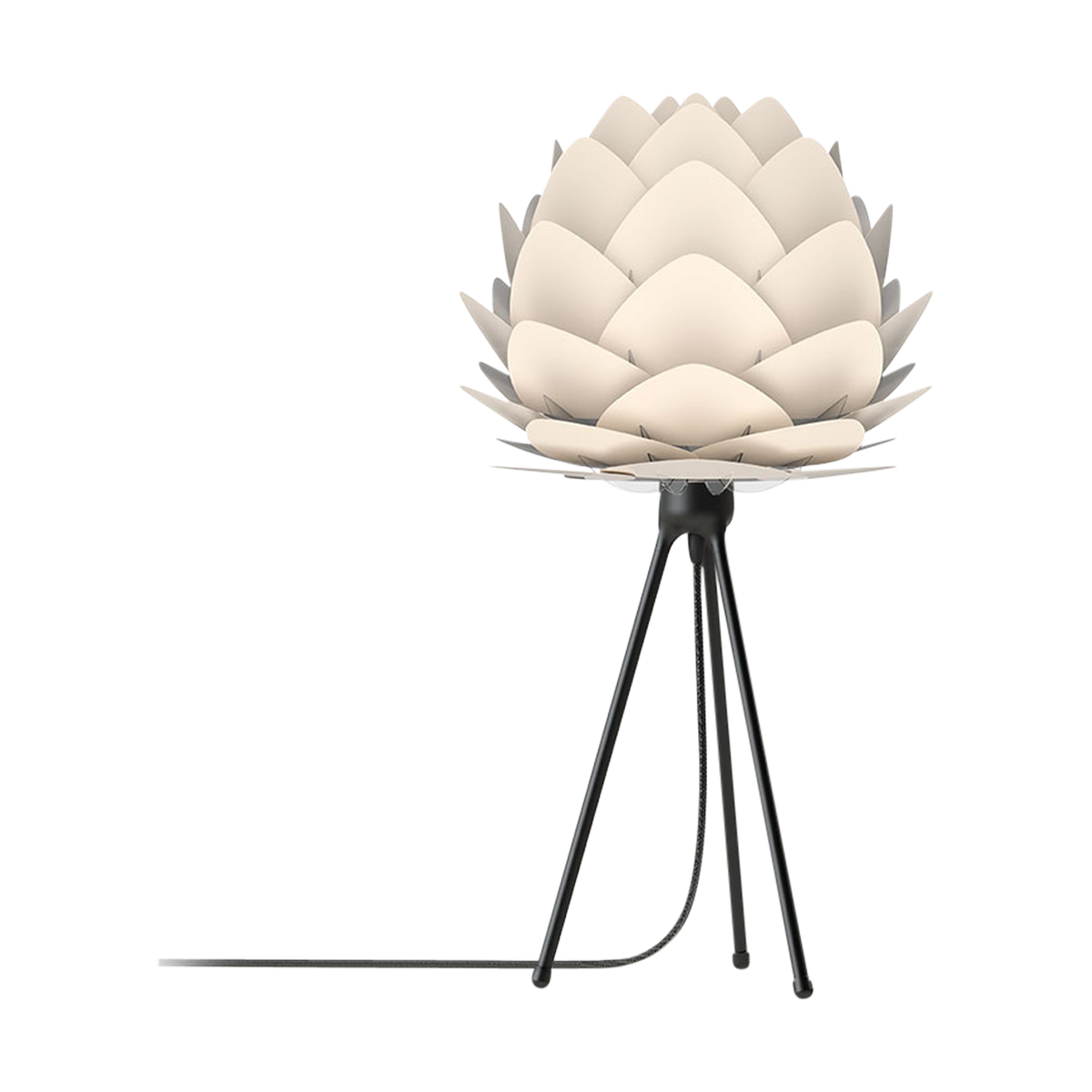 Aluvia Mini tafellamp pearl white - met tripod zwart - Ø 40 cm