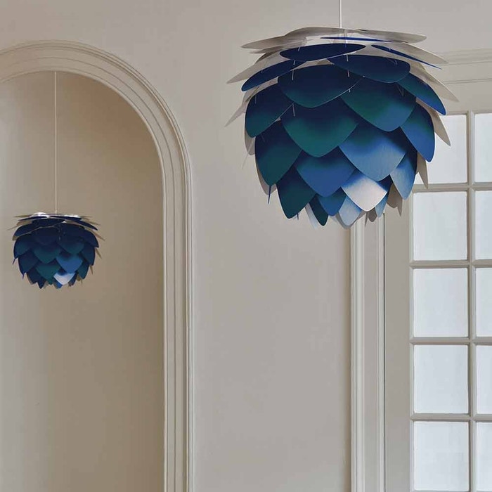Aluvia Mini hanglamp petrol blue - met koordset zwart - Ø 40 cm - blauwe - aluminium - artichok