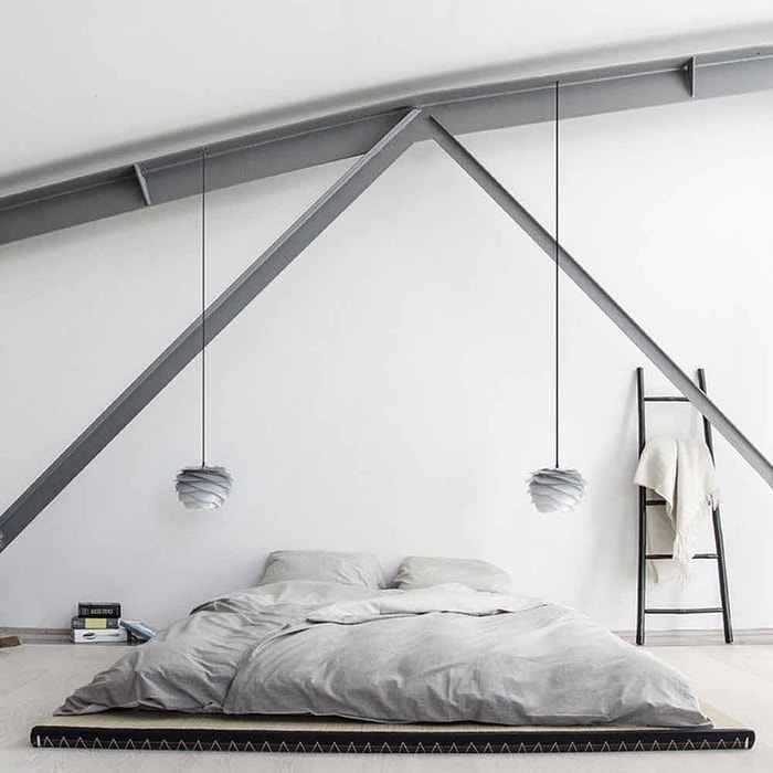 Carmina Mini hanglamp misty grey - met koordset zwart - Ø 32 cm - grijze - kunststof