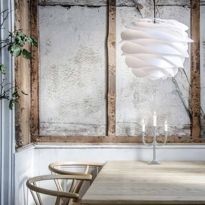 Carmina Mini hanglamp white - met koordset zwart - Ø 32 cm - witte - kunststof