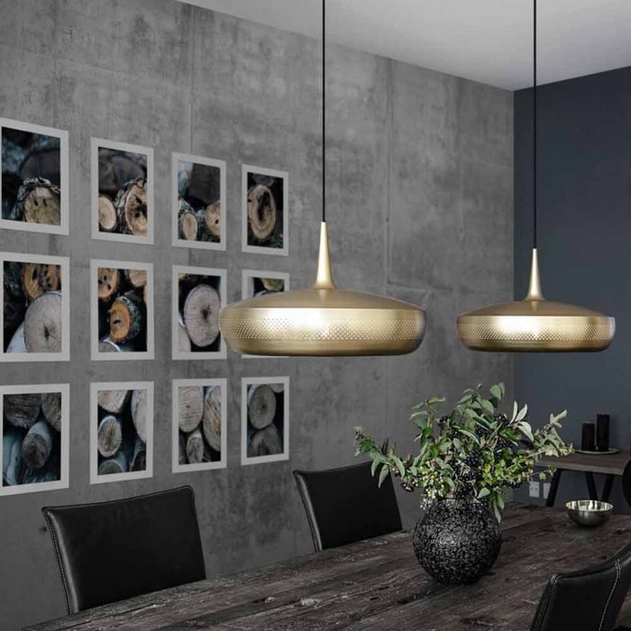 Clava Dine hanglamp brushed brass - met koordset wit - Ø 43 cm - gouden
