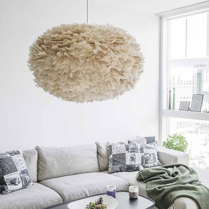 Eos X-large hanglamp light brown - met koordset wit - Ø 75 cm - lichtbruine