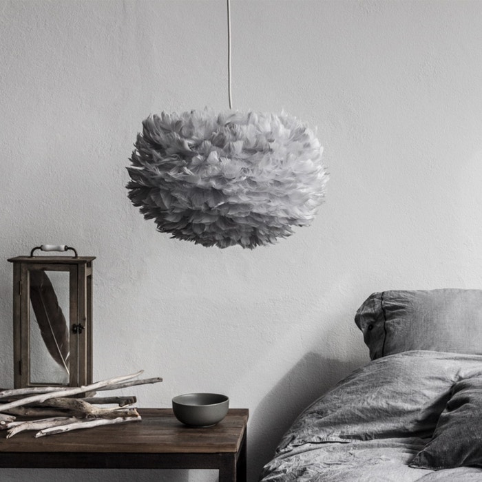 Eos Mini hanglamp light grey - met koordset wit - Ø 35 cm - grijze - donzen