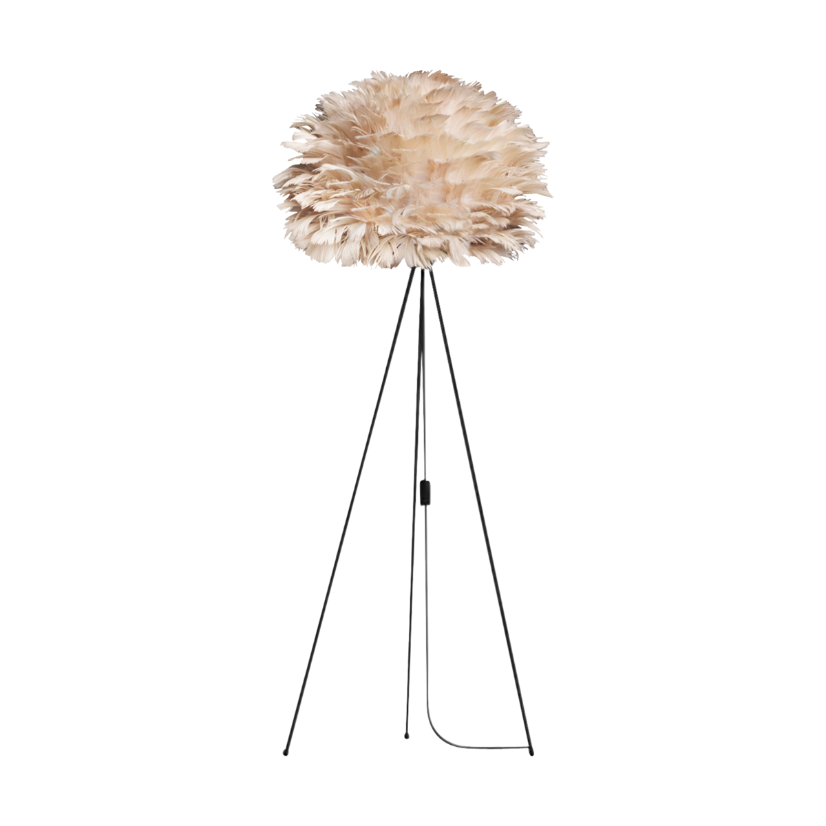 Eos Medium vloerlamp light brown - met tripod zwart - Ø 45 cm