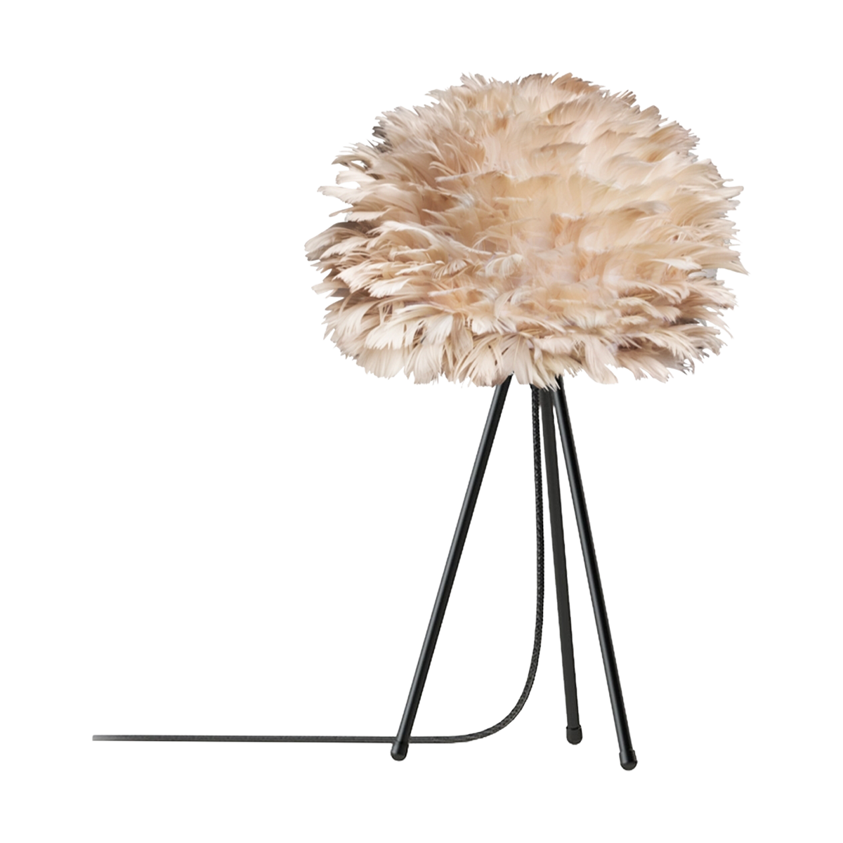Eos Micro tafellamp light brown - met tripod zwart - Ø 22 cm