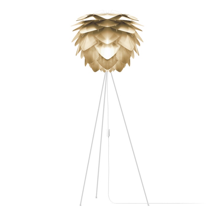 Silvia Medium vloerlamp brushed brass - met tripod wit - Ø 50 cm 
