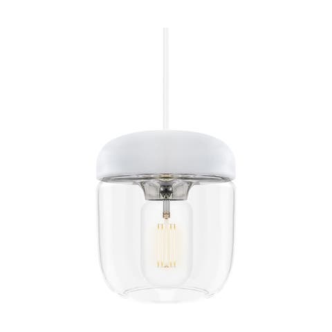 Acorn hanglamp wit met steel - met koordset wit -  Ø 14 cm