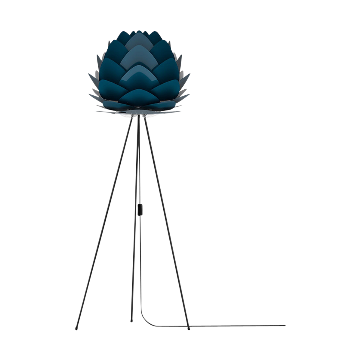 Aluvia Medium vloerlamp petrol blue - met tripod zwart - Ø 59 cm