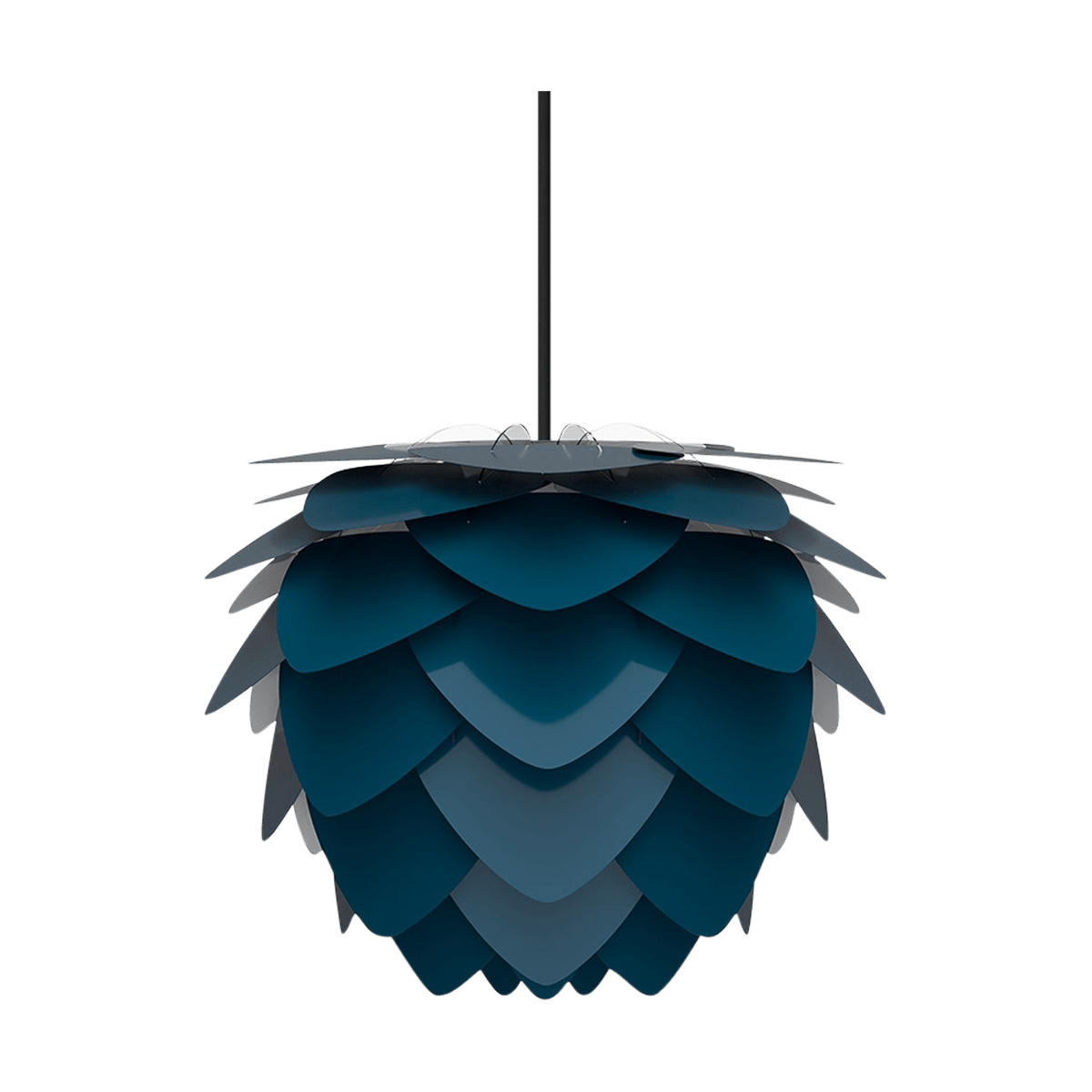 Aluvia Mini hanglamp petrol blue - met koordset zwart - Ø 40 cm