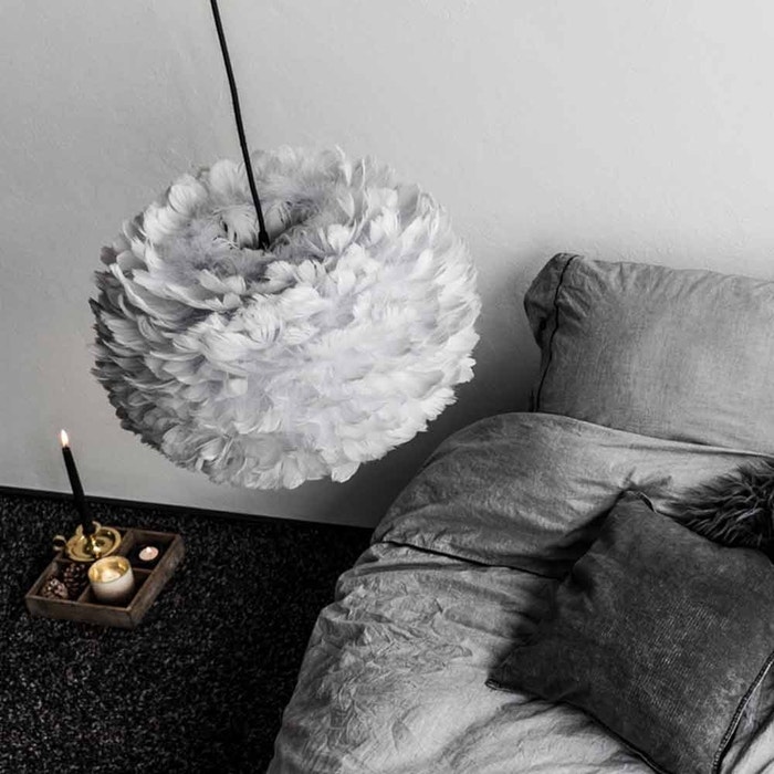 Eos Medium hanglamp light grey - met koordset zwart - Ø 45 cm - grijze - donzen