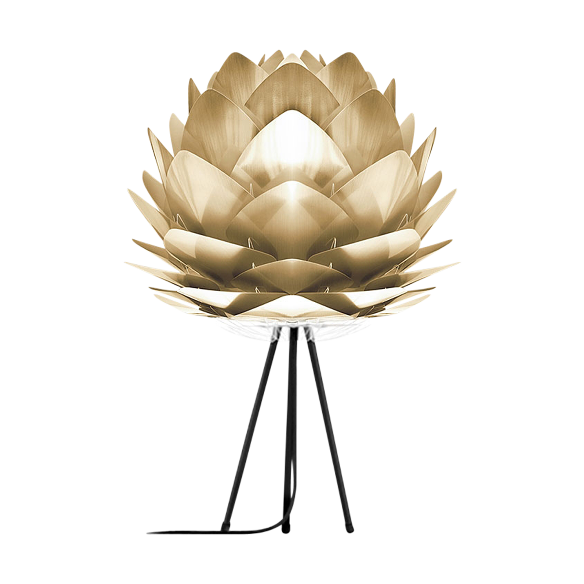 Silvia Medium tafellamp brushed brass - met tripod zwart - Ø 50 cm