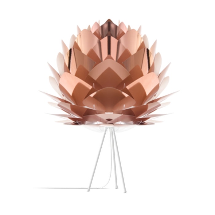 Silvia Medium tafellamp copper - met tripod wit - Ø 50 cm - koperen - polypropyleen