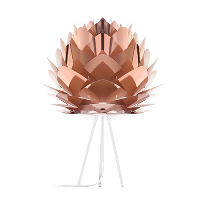Silvia Medium tafellamp copper - met tripod wit - Ø 50 cm