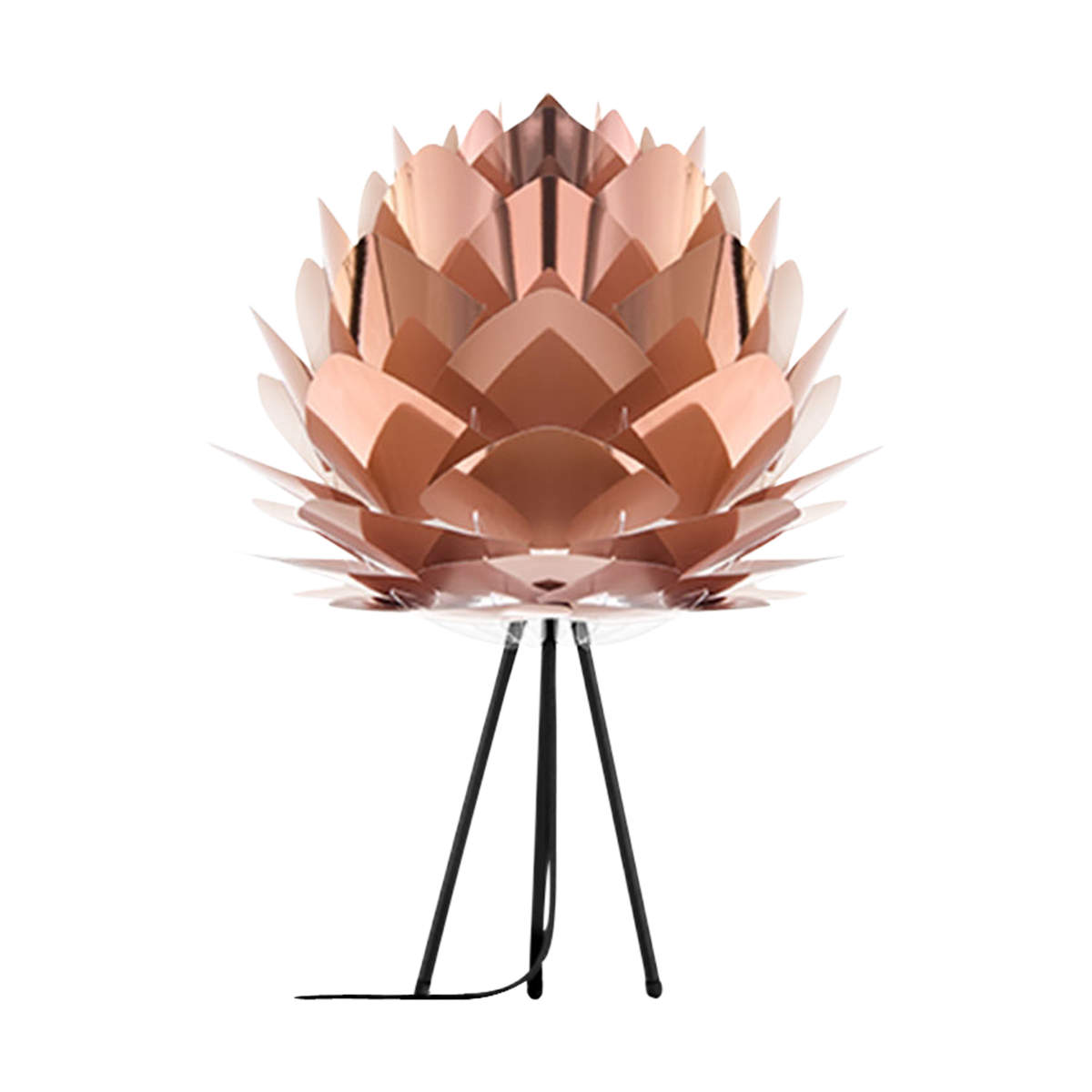 Silvia Medium tafellamp copper - met tripod zwart - Ø 50 cm