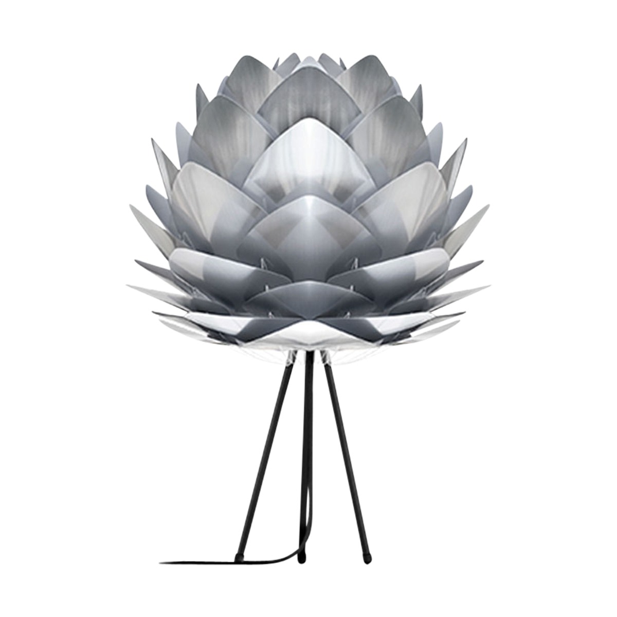 Silvia Medium tafellamp brushed steel - met tripod zwart - Ø 50 cm