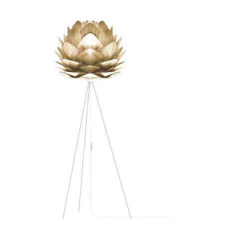 Silvia Medium vloerlamp brushed brass - met tripod wit - Ø 50 cm