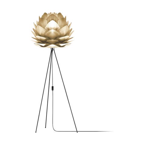 Silvia Medium vloerlamp brushed brass - met tripod zwart - Ø 50 cm