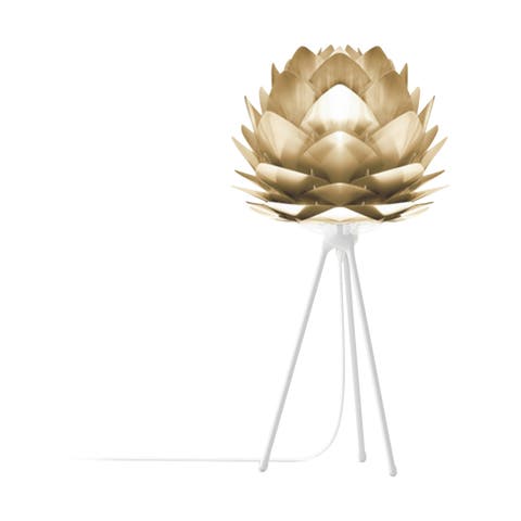 Silvia Mini tafellamp brushed brass - met tripod wit - Ø 32 cm