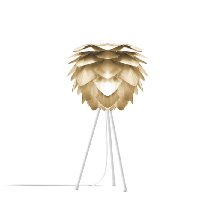 Silvia Mini tafellamp brushed brass - met tripod wit - Ø 32 cm - gouden - artichok