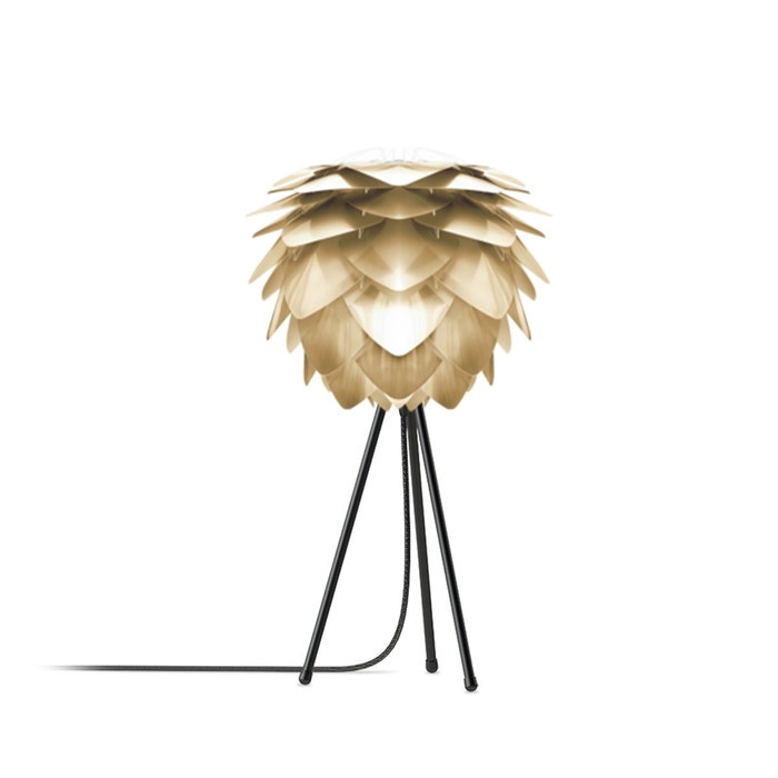 Silvia Mini tafellamp brushed brass - met tripod zwart - Ø 32 cm - goude - kunststof