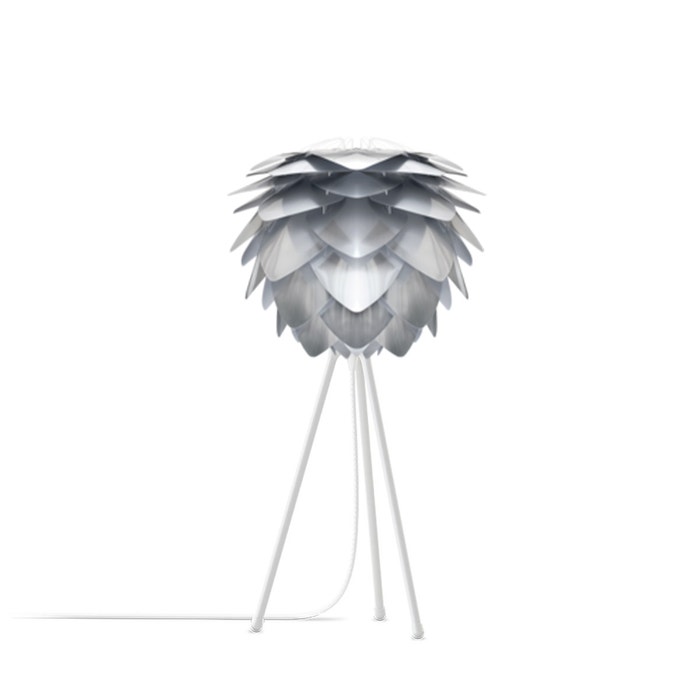 Silvia Mini tafellamp brushed steel - met tripod wit - Ø 32 cm - zilveren - scandinavisch