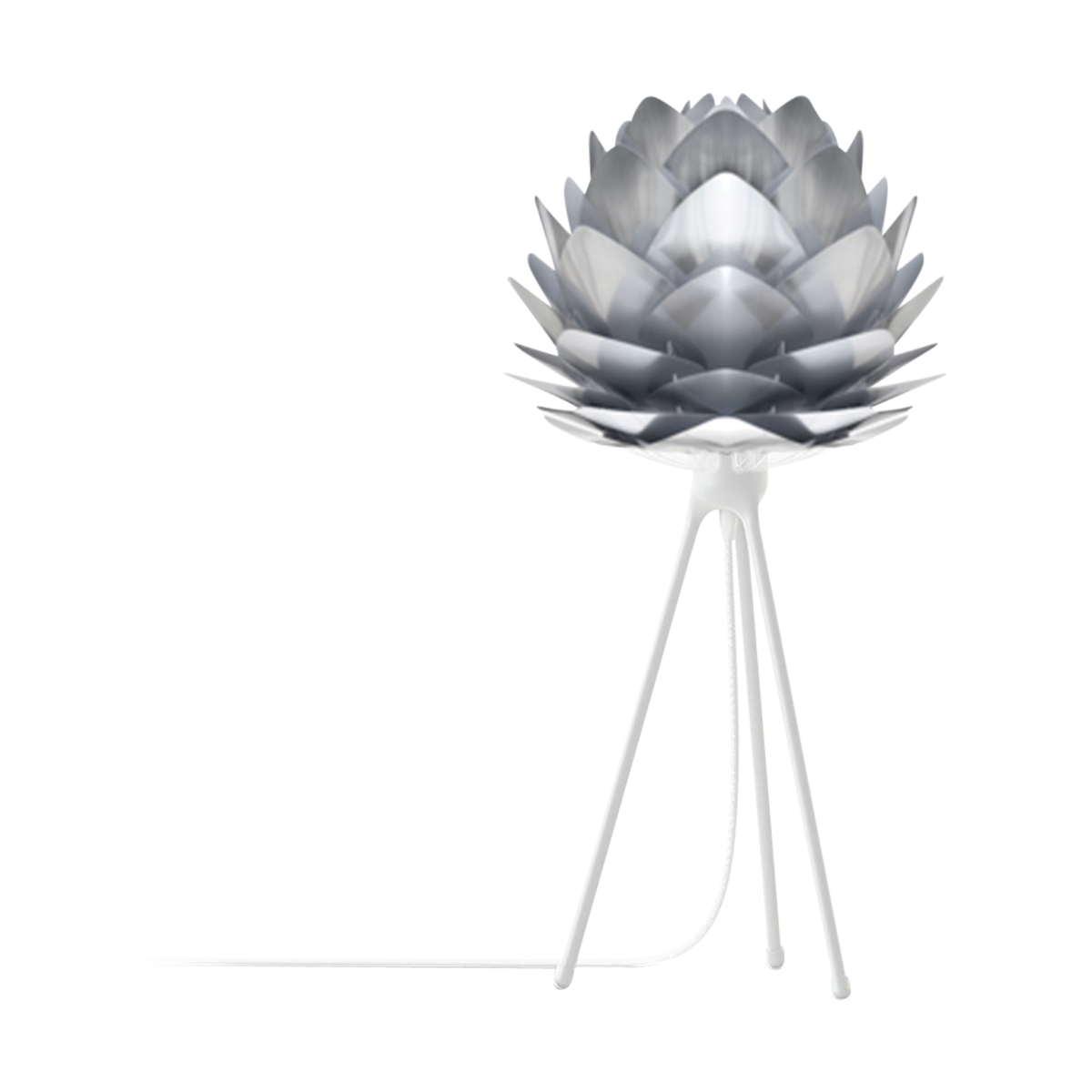 Silvia Mini tafellamp brushed steel - met tripod wit - Ø 32 cm