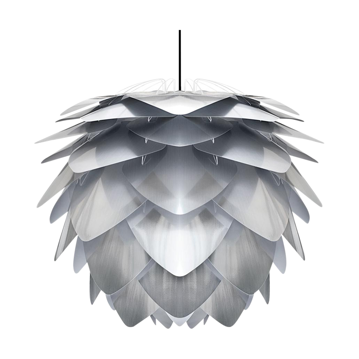 Silvia Medium hanglamp brushed steel - met koordset zwart - Ø 50 cm