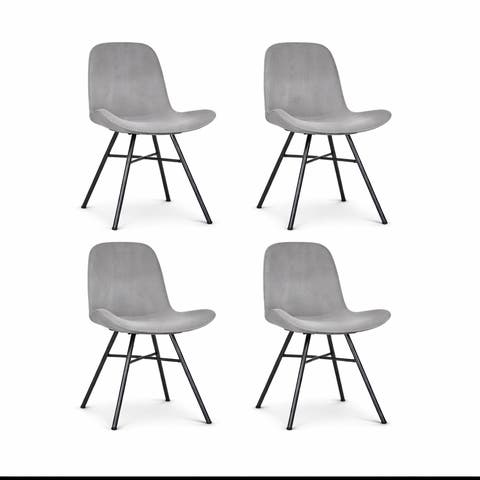 Noa-Fé eetkamerstoel velvet grijs - zwart onderstel - set van 4