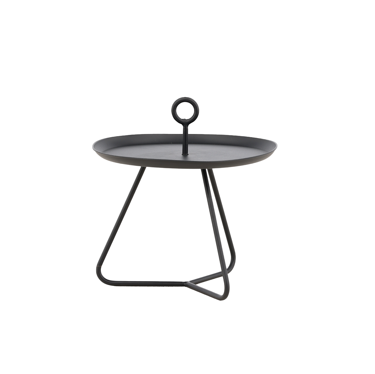 Elias metalen tuin bijzettafel zwart - Ø40 cm