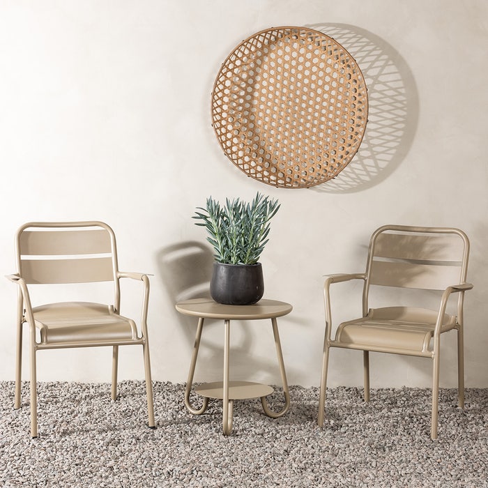 Caro aluminium tuin bistroset beige - balkonset - buiten - tuin - balkon - tuinset 2 personen - modern - 3 delig - patio