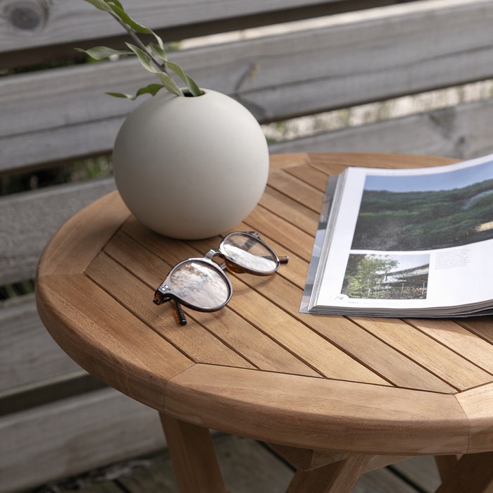 Frida houten tuin bijzettafel naturel - Ø 50 cm - tuintafel bijzettafel - ronde - 4 seizoenen