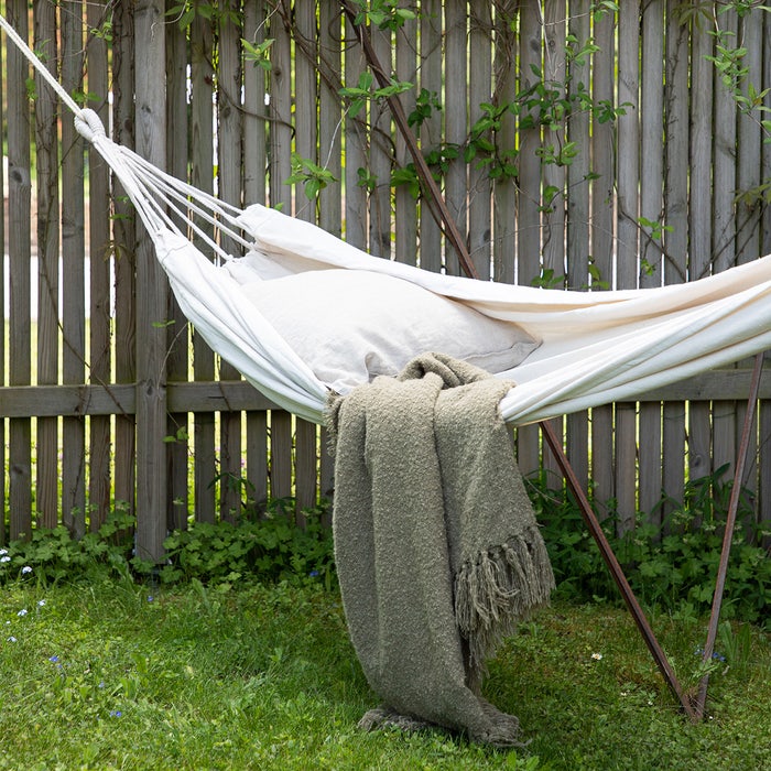 Coco hangmat gebroken wit - opvouwbaar - tuin - binnen - buiten - 1 persoons - zonder standaard