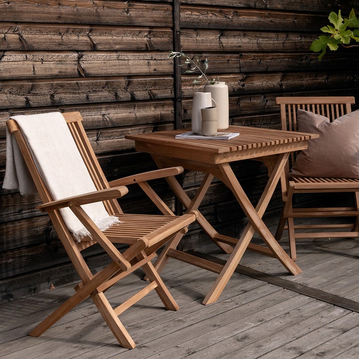 Joan inklapbare houten tuintafel naturel - 70 x 70 cm - tuintafeltje - terrastafel - teak - klein - vierkant - eettafel tuin - weerbestendige - 70x70 - balkon