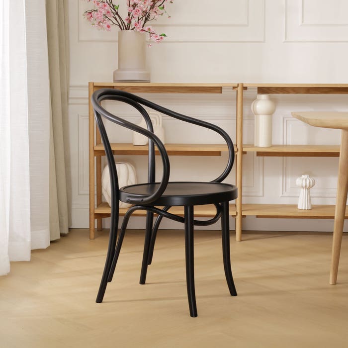Venice No. 9 houten eetkamerstoel met armleuningen zwart gebeitst - armstoel - b209 - thonet - klassiek