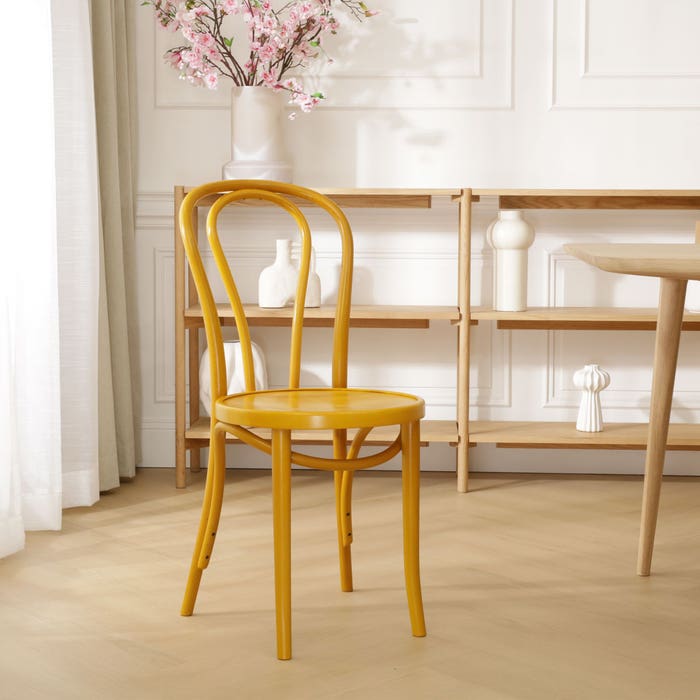 Vienna Thonet No. 18 houten bistrostoel geel - eetkamerstoel - A18 - A14