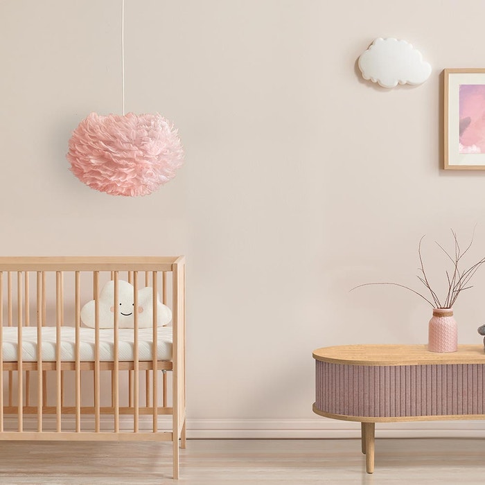 Eos Medium hanglamp light rose - met koordset wit - Ø 45 cm - roze - verenlamp