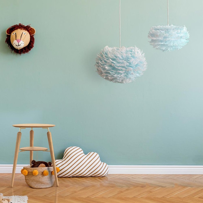 Eos Medium hanglamp light blue - met koordset wit - Ø 45 cm - licht blauwe - verenlamp