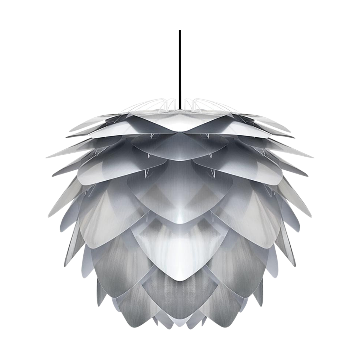 Silvia Mini hanglamp brushed steel - met koordset zwart - Ø 32 cm