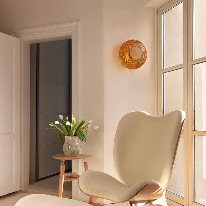 Clava Up Wood Medium houten wandlamp naturel - Ø 35 cm - eikenhout - design