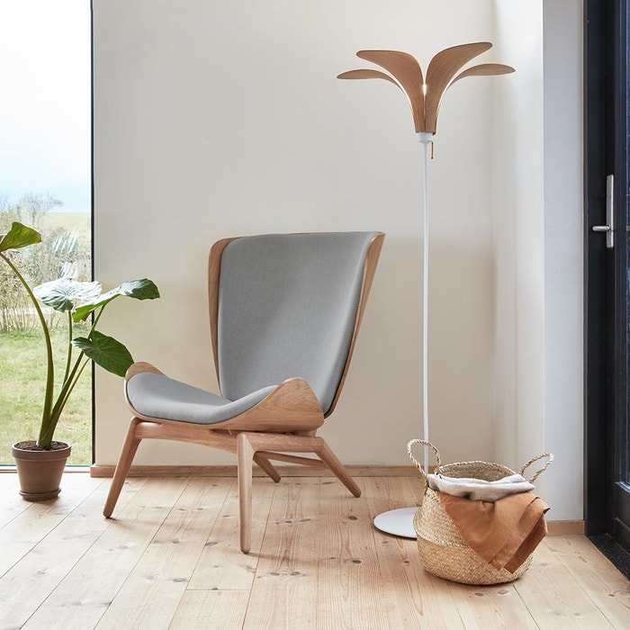 Jazz houten lampenkap naturel - Ø 65 x 24 cm - bloemvorm - eiken