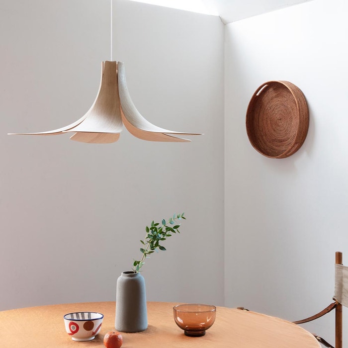 Jazz houten hanglamp naturel - met koordset wit - Ø 65 x 24 cm - eiken