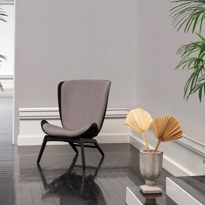 The Reader zwart houten fauteuil dusty rose - roze - beklede - lounge stoel