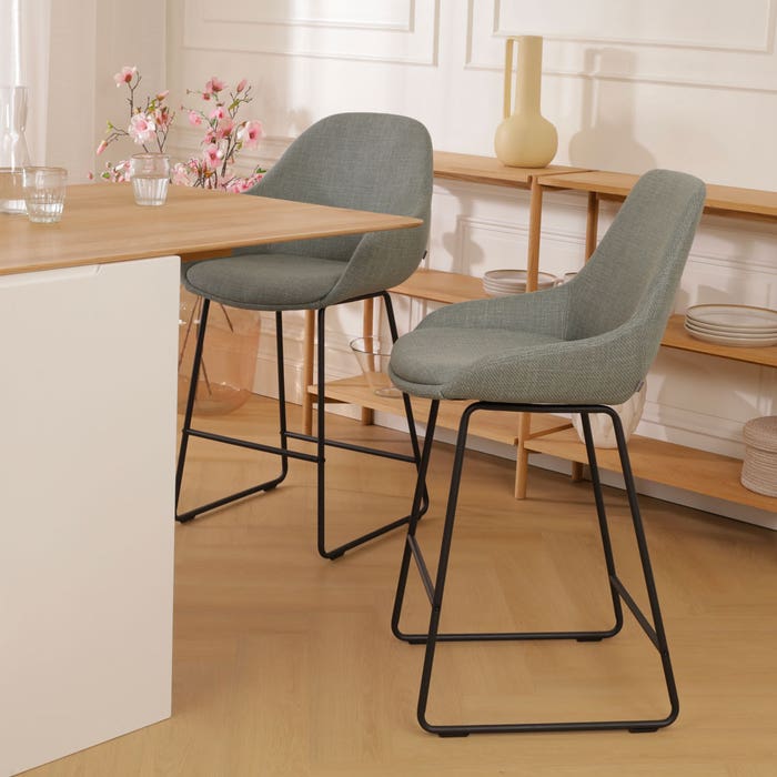 scandinavische barkruk voor een kookeiland voor een kookeiland groen - zwart onderstel - 65 cm - Nino-Isa 